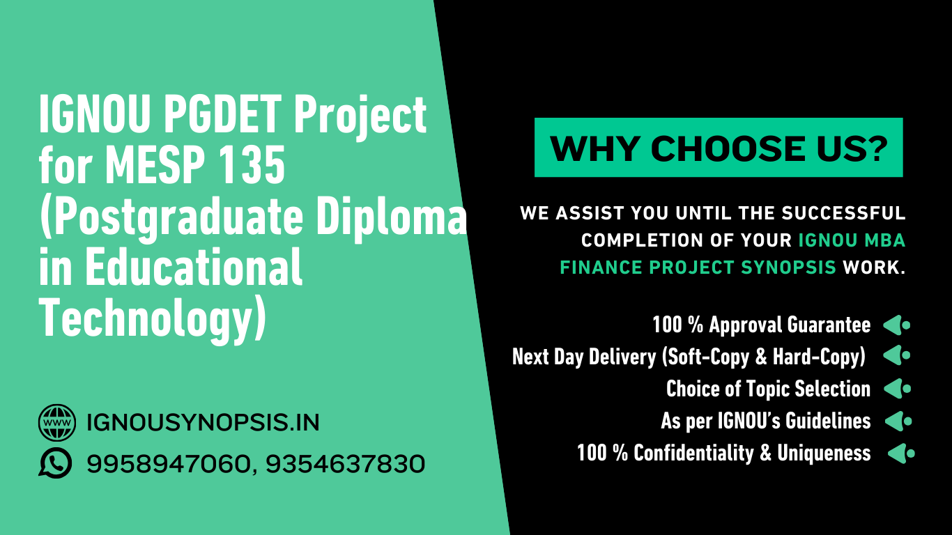 IGNOU PGDET Project (Postgraduate Diploma in Educational Technology) for MESP 135