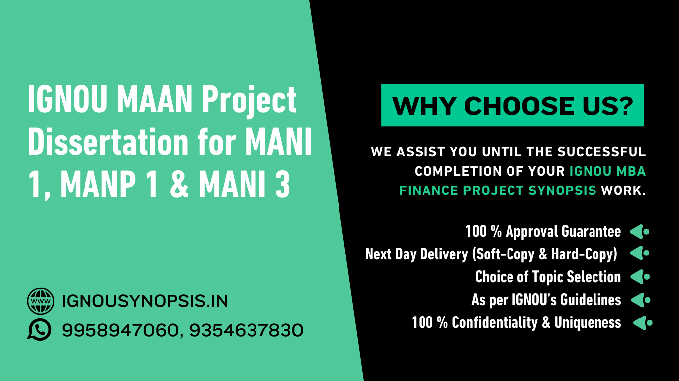 IGNOU MAAN Project Dissertation for MANI 1, MANP 1 & MANI 3