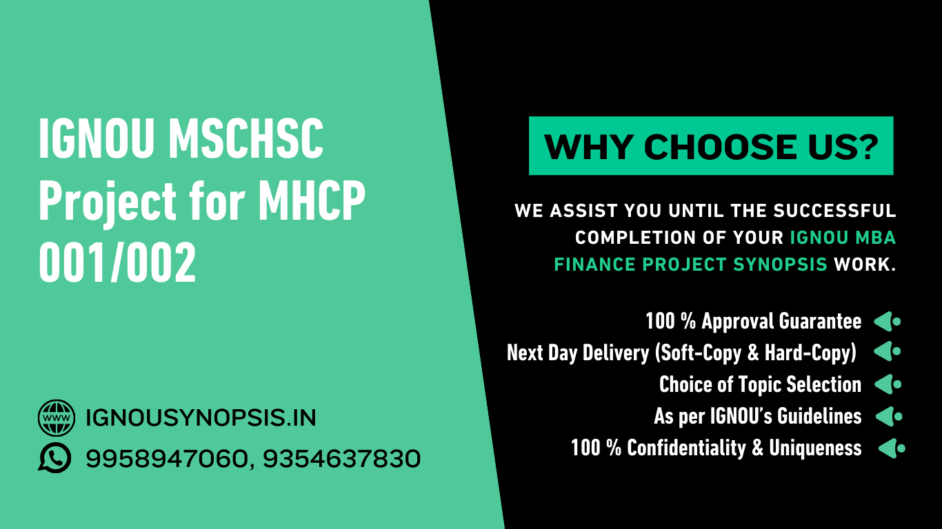 IGNOU MSCHSC Project for MHCP 001/002